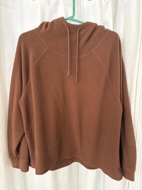Women's Cozy Brown Pullover Hooded Fleece Top
